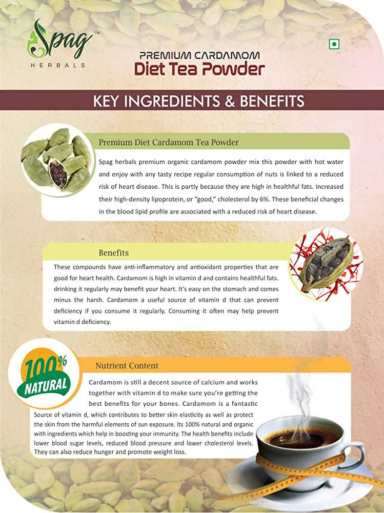 Spag Herbals Premium Instant Cardamom Diet Tea Powder Spag Herbals