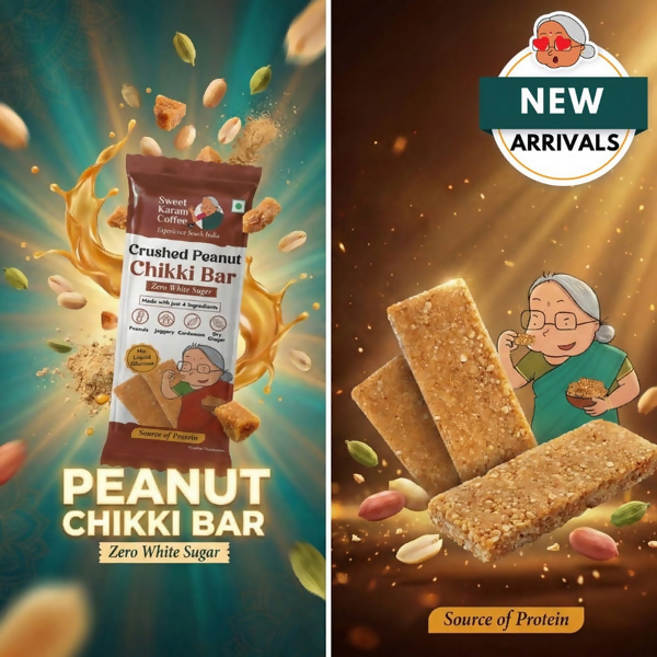 Sweet Karam Coffee Crushed Peanut Chikki Bar (Zero White Sugar) Sweet Karam Coffee