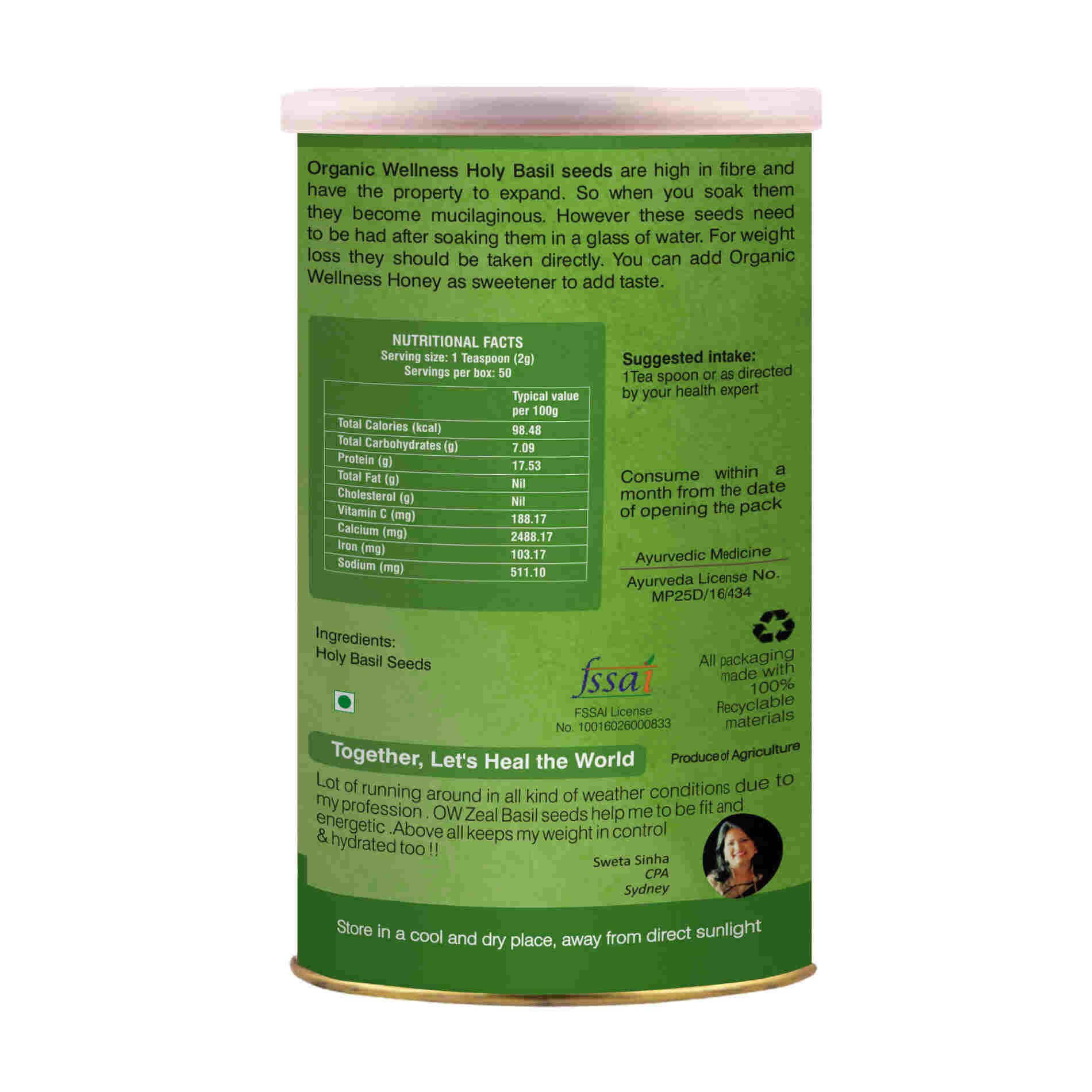Organic Wellness Basil Seeds Organic Wellness