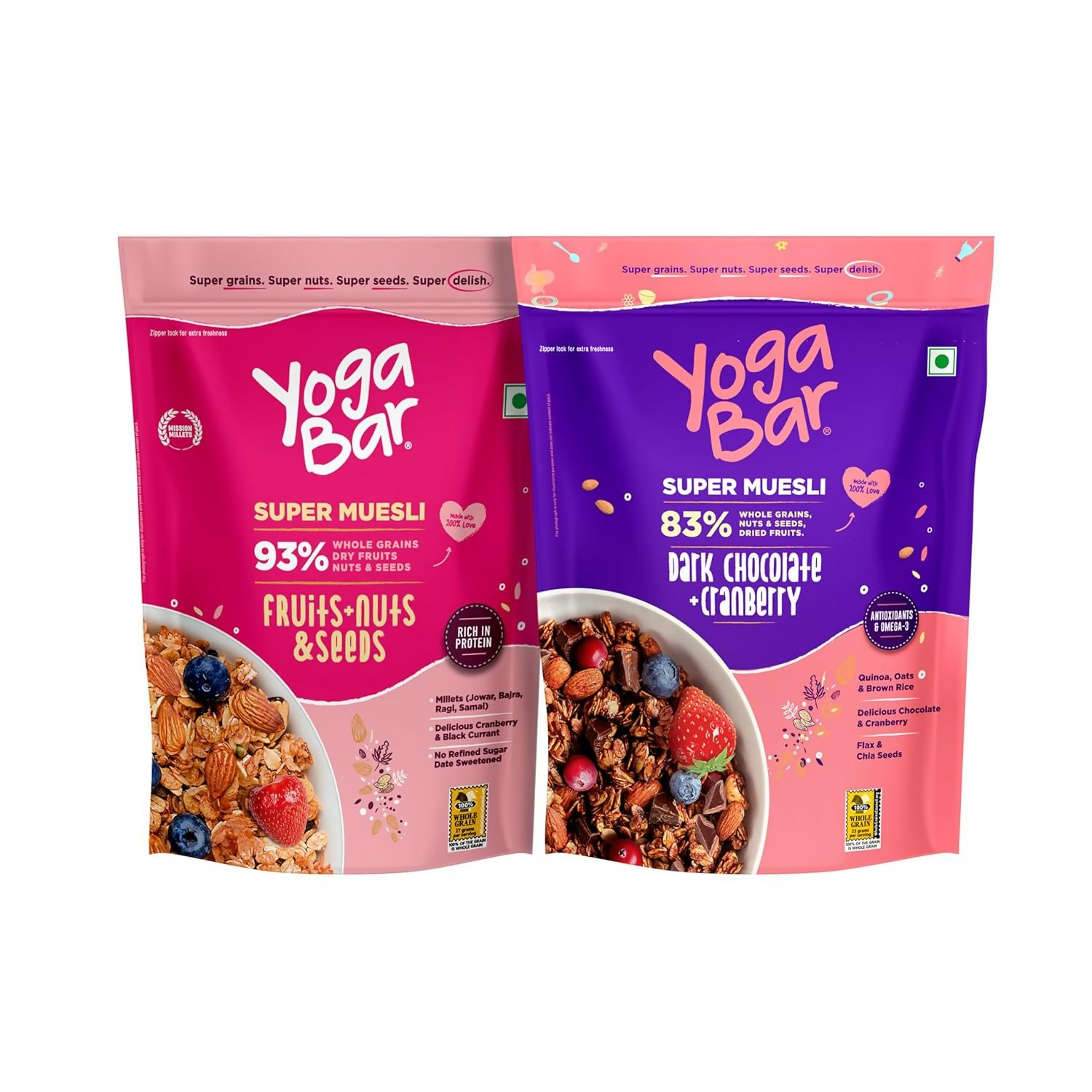 Yoga Bar Wholegrain Breakfast Muesli - Fruits, Nuts + Seeds + Dark Chocolate - Safuron