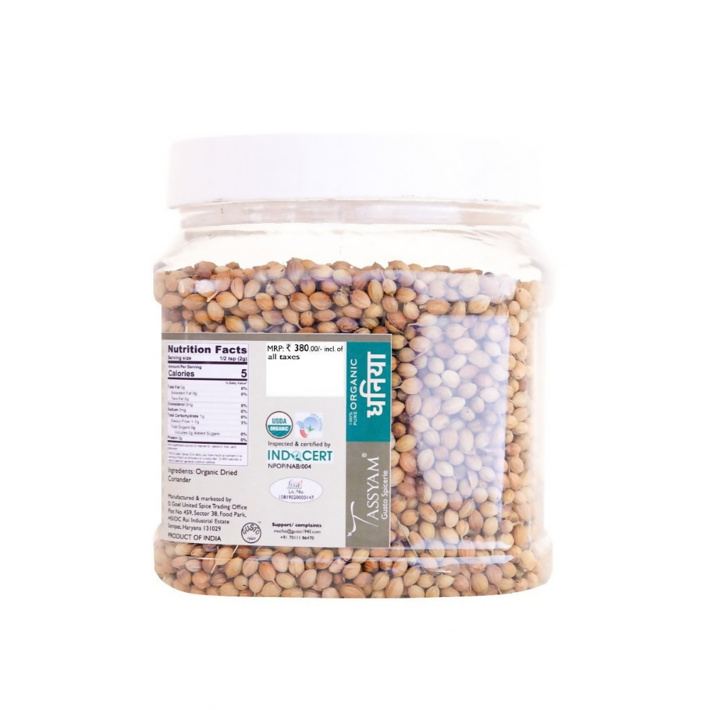 Tassyam Organics Certified 100% Organic Coriander Seeds Tassyam Organics