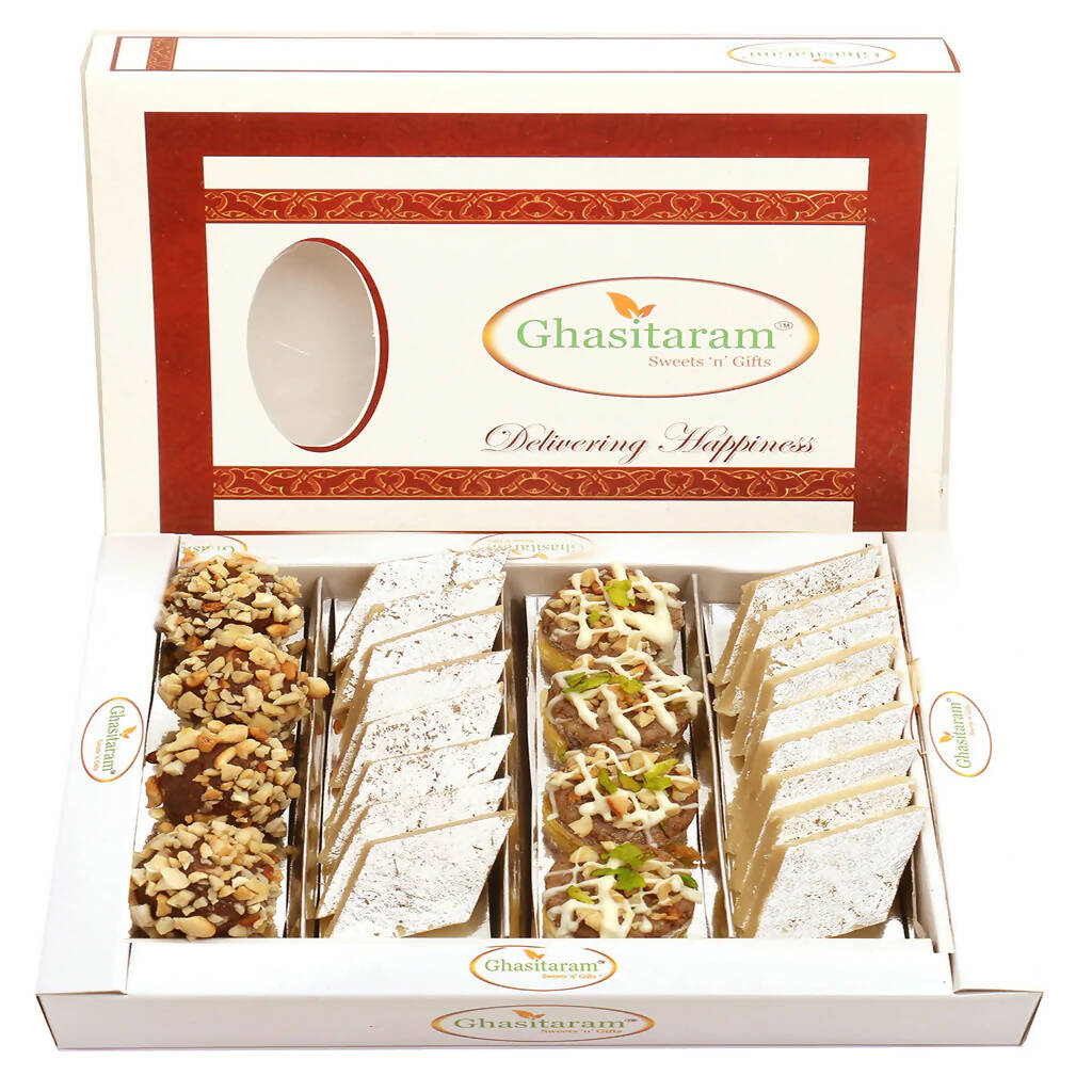 Ghasitaram Assorted Box Pure Kaju Katlis, Dryfruit Sweets - Safuron