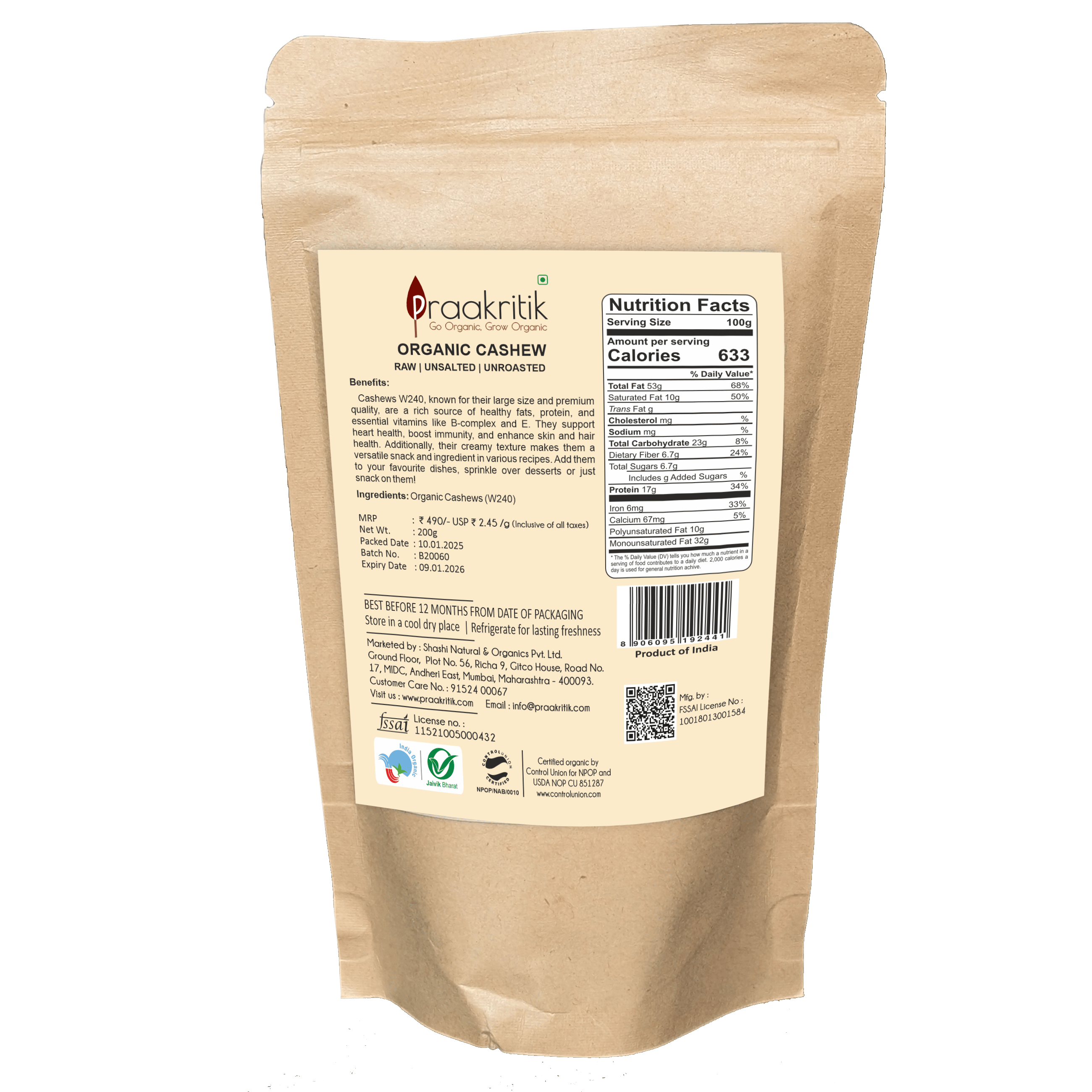 Praakritik Organic Cashew Praakritik