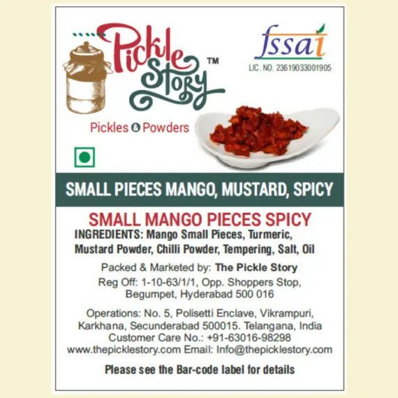 The Pickle Story Mango and Mustard (small pieces of Mango) Spicy Pickle The Pickle Story