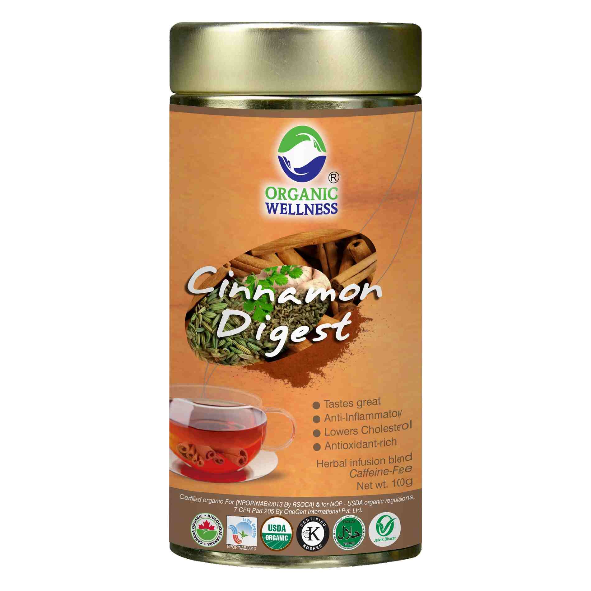 Organic Wellness Cinnamon Digest Leaf Tea Tin Pack Organic Wellness