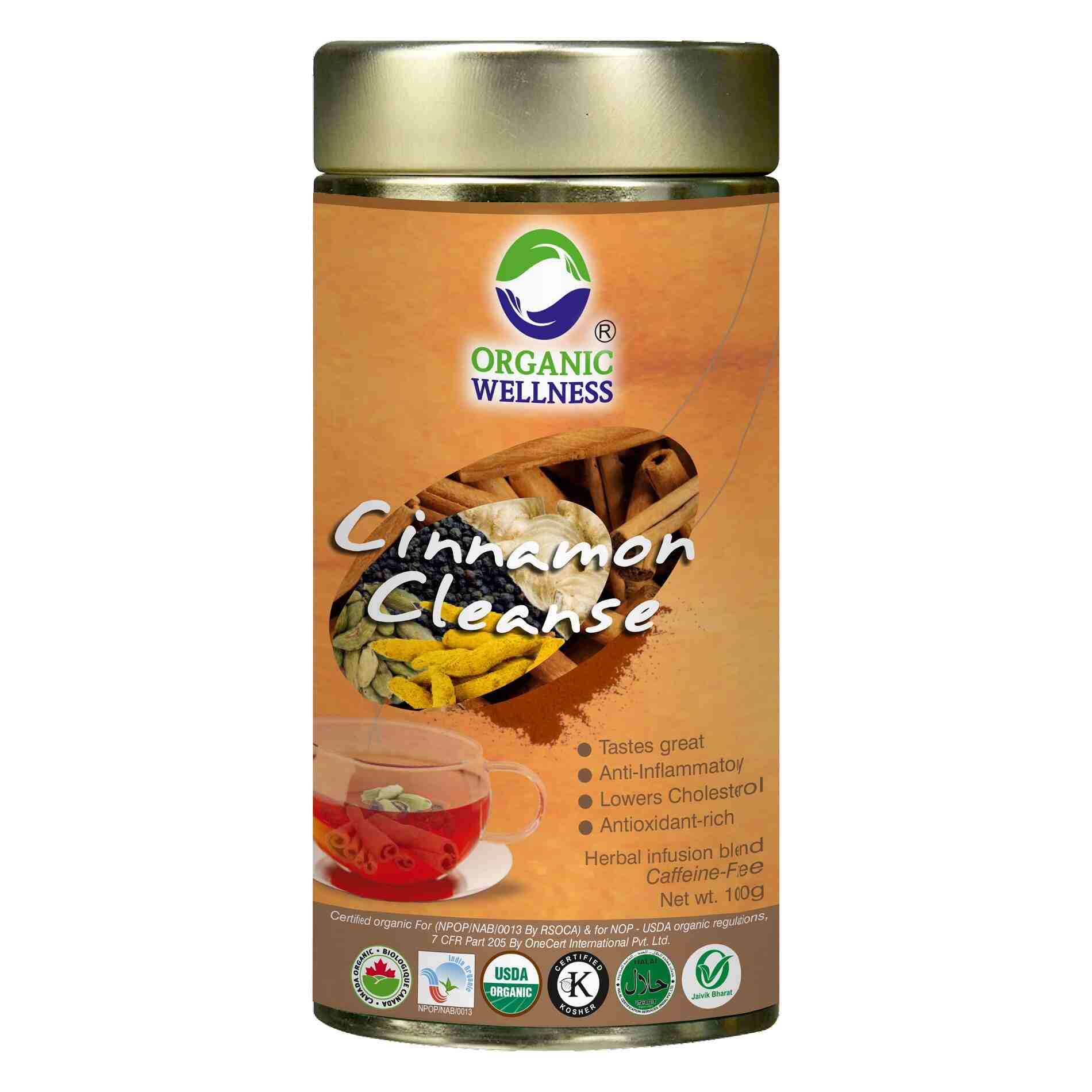 Organic Wellness Cinnamon Cleanse Leaf Tea Tin Pack Organic Wellness