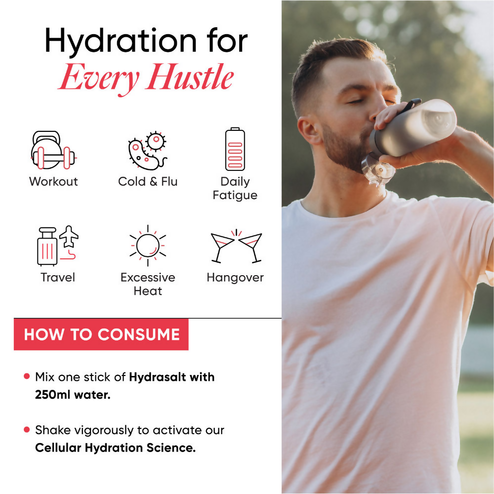 Wellbeing Nutrition Hydrasalt Electrolyte Drink Instant Hydration Raspberry Lemon Wellbeing Nutrition