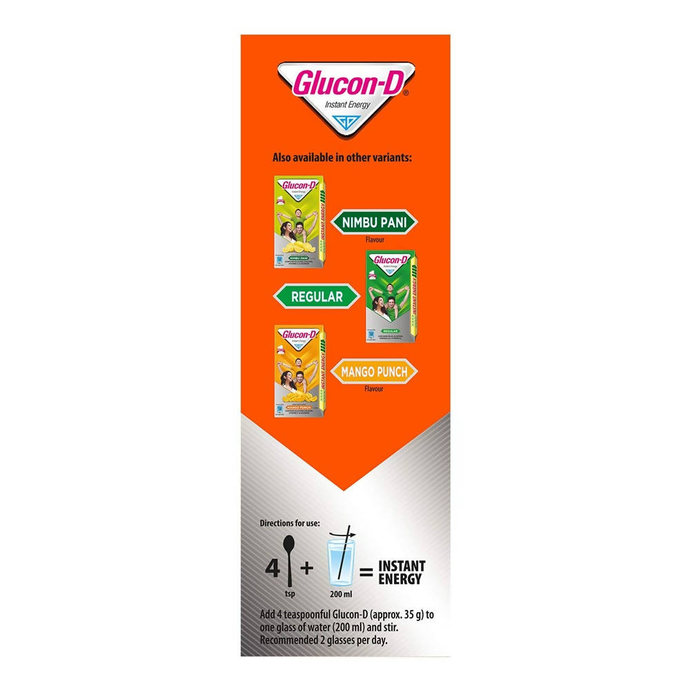 Glucon-D Instant Energy Health Drink - Tangy Orange | Tangy Orange Glucose Powder | Instant Energy & Immunity Recharge | With Vitamin C & Calcium Glucon-D