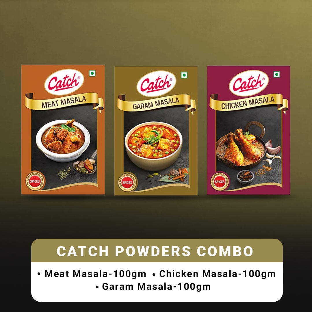 Catch Masala & Spices - Meat Masala 100 gms + Chicken Masala 100 gms + Garam Masala 100 gms Catch