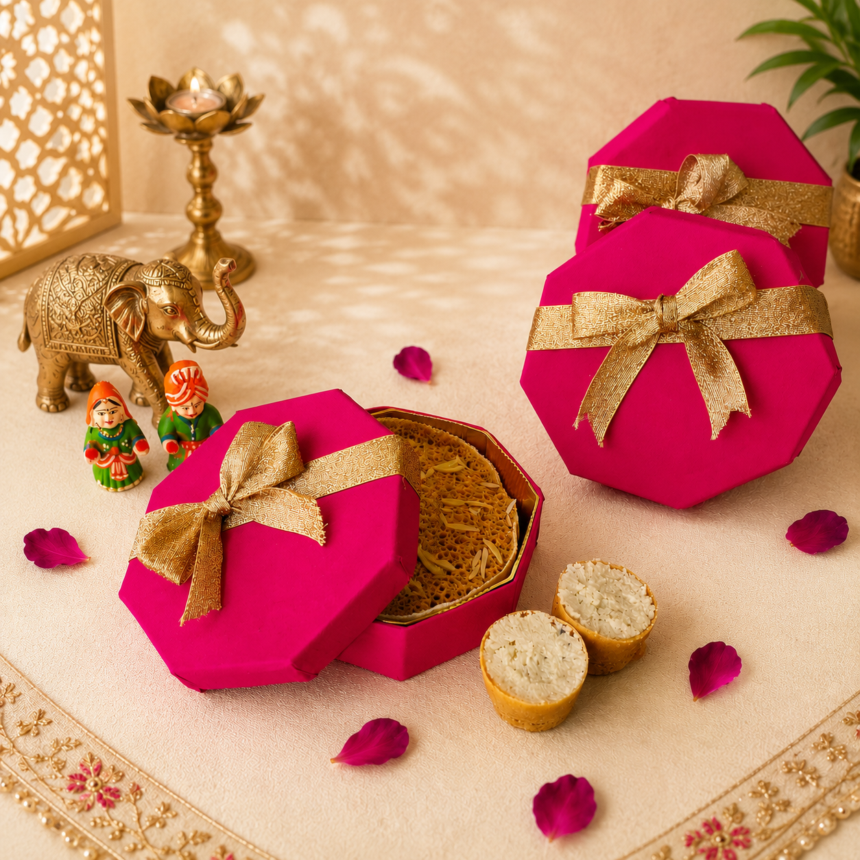 SweeDesi Meetha Ghewar - 1 Pc Hamper Pink - Dista
