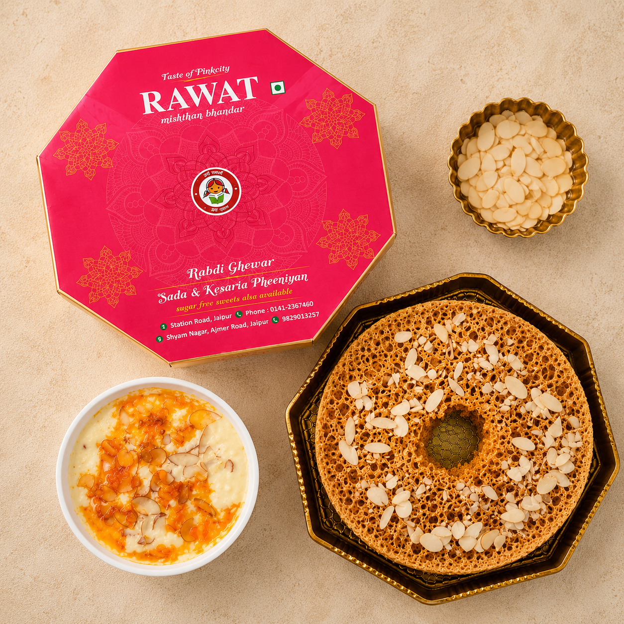 SweeDesi Rawat Malai Ghewar Combo SweeDesi