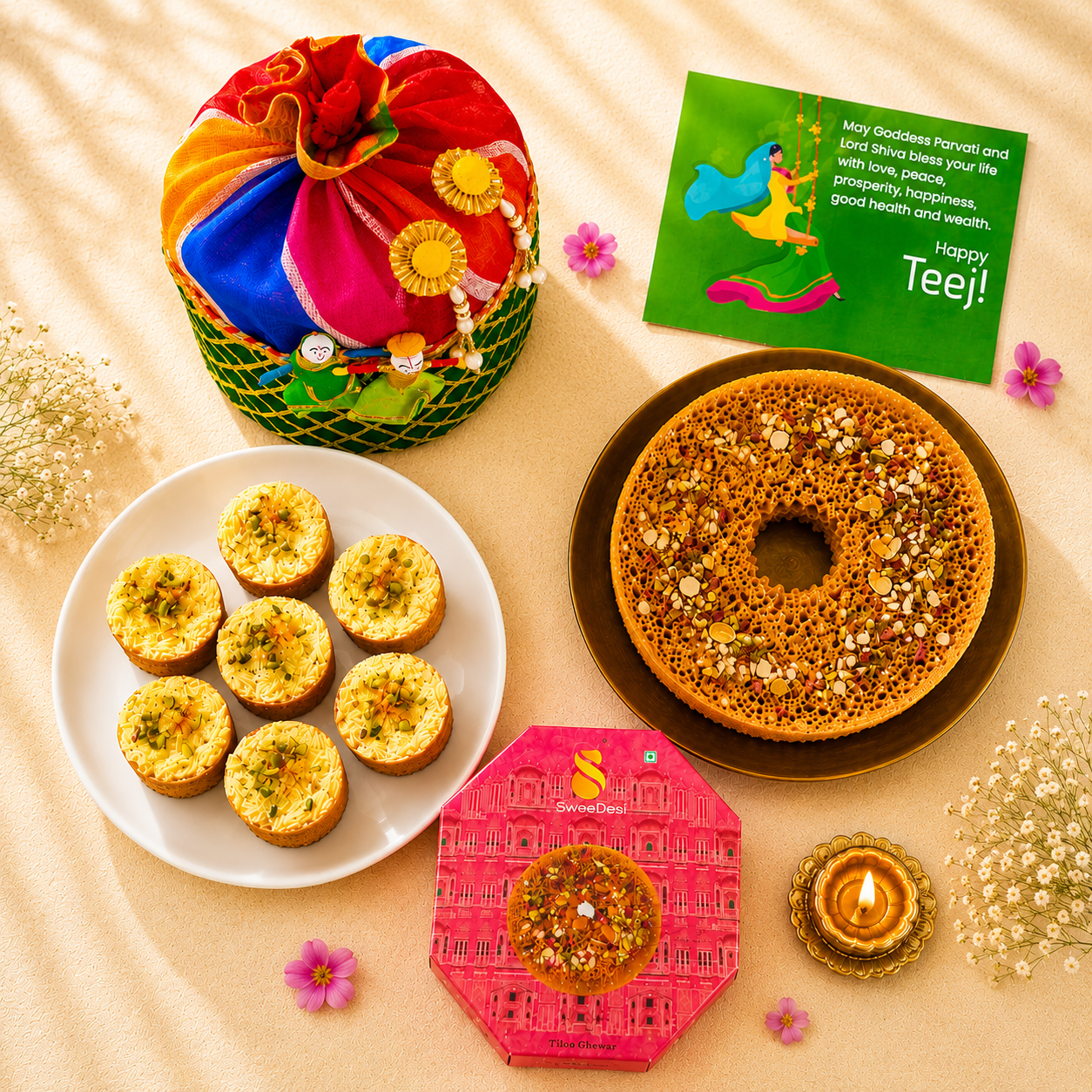 SweeDesi Teej Ghewar Hamper SweeDesi