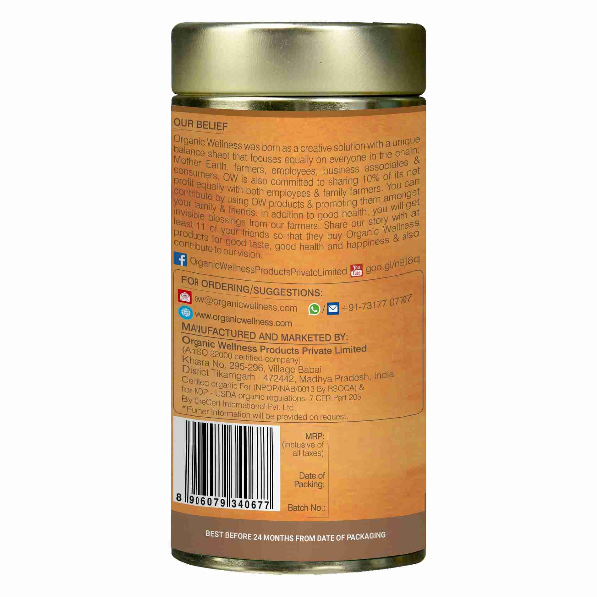 Organic Wellness Cinnamon Liquid Yoga Leaf Tea Tin Pack Organic Wellness