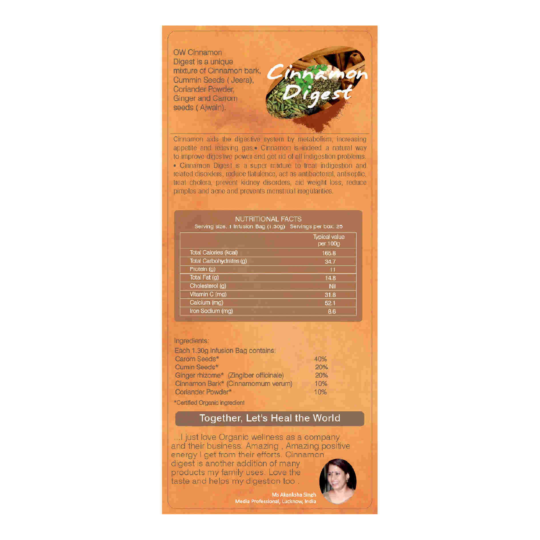 Organic Wellness Cinnamon Digest Teabags Organic Wellness