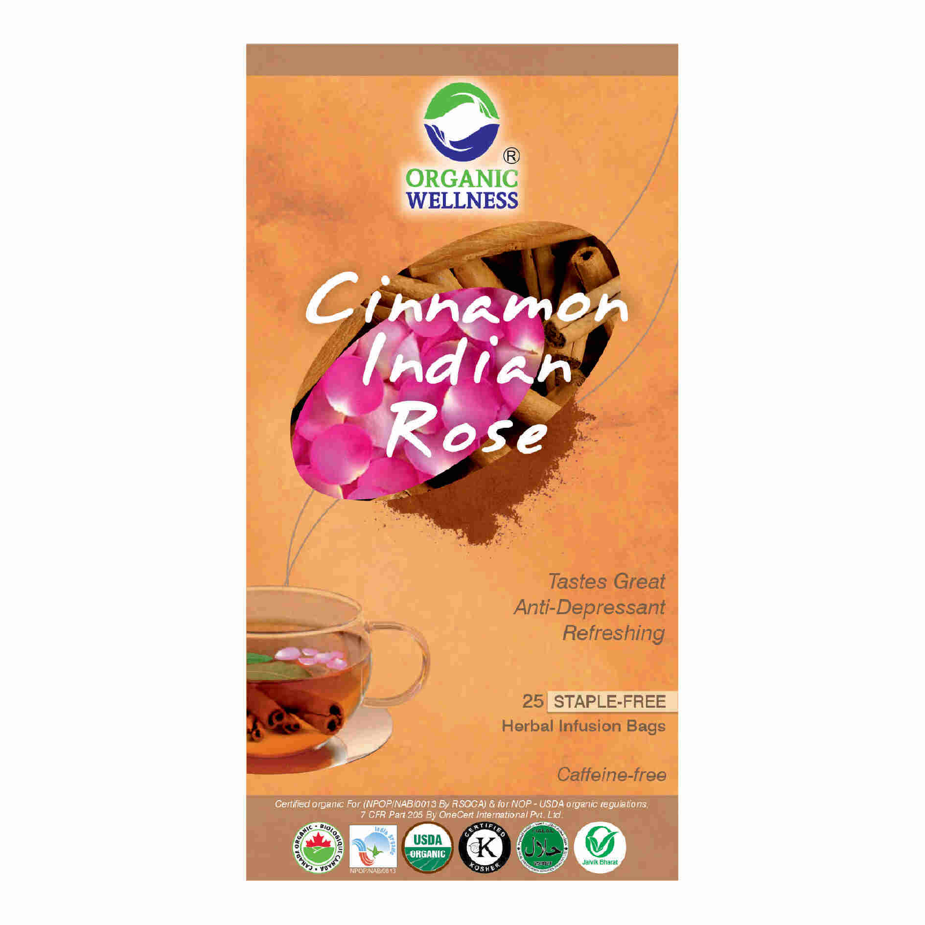 Organic Wellness Cinnamon Indian Rose Teabags Organic Wellness