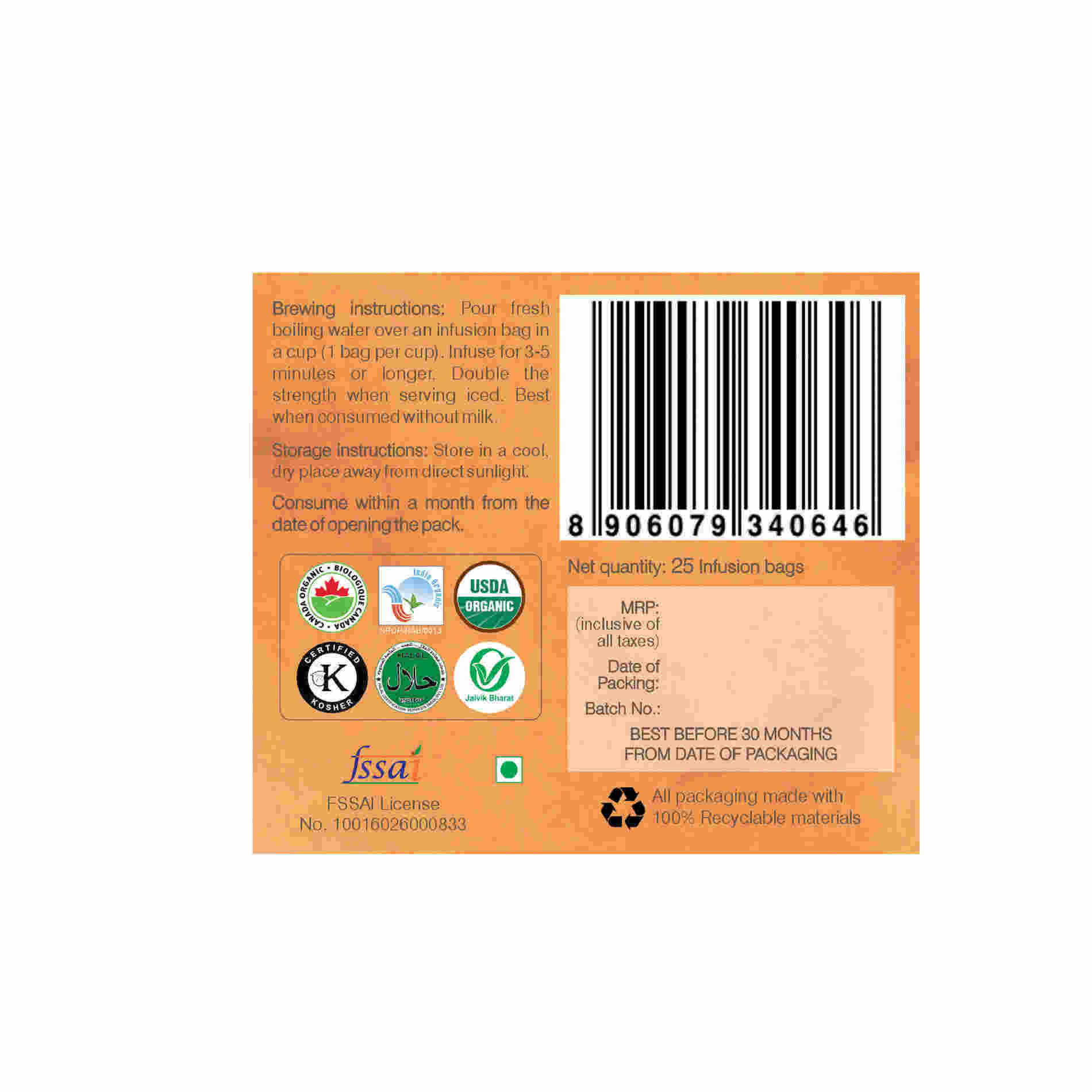 Organic Wellness Cinnamon Indian Rose Teabags Organic Wellness