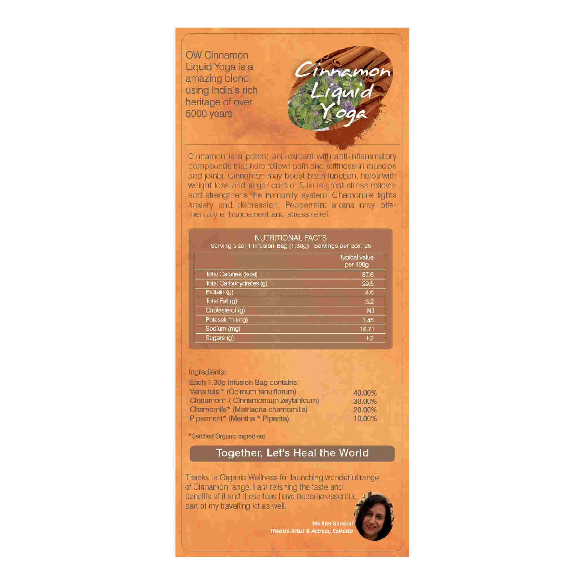 Organic Wellness Cinnamon Liquid Yoga Teabags Organic Wellness