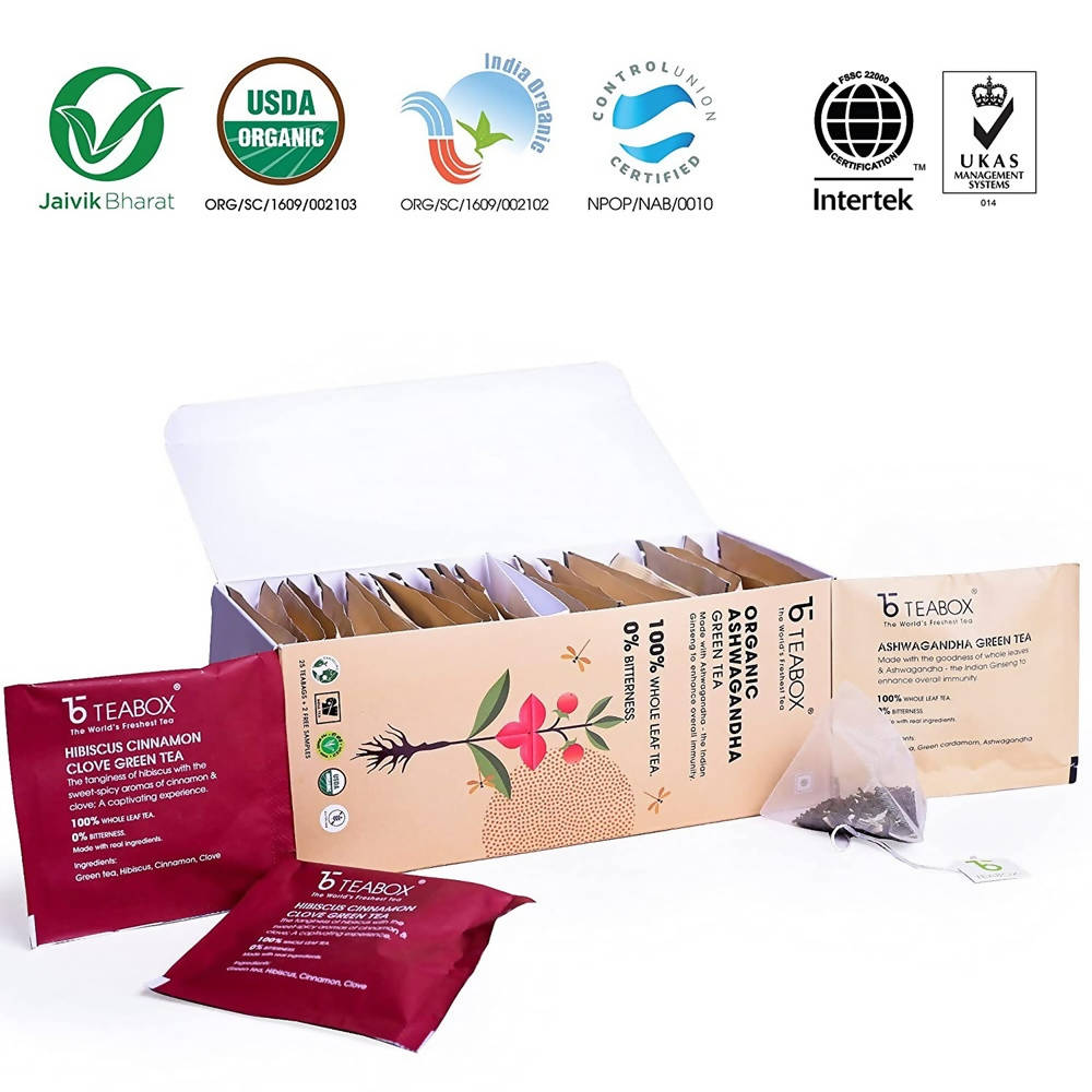 Teabox Organic Ashwagandha Green Tea Bags Teabox