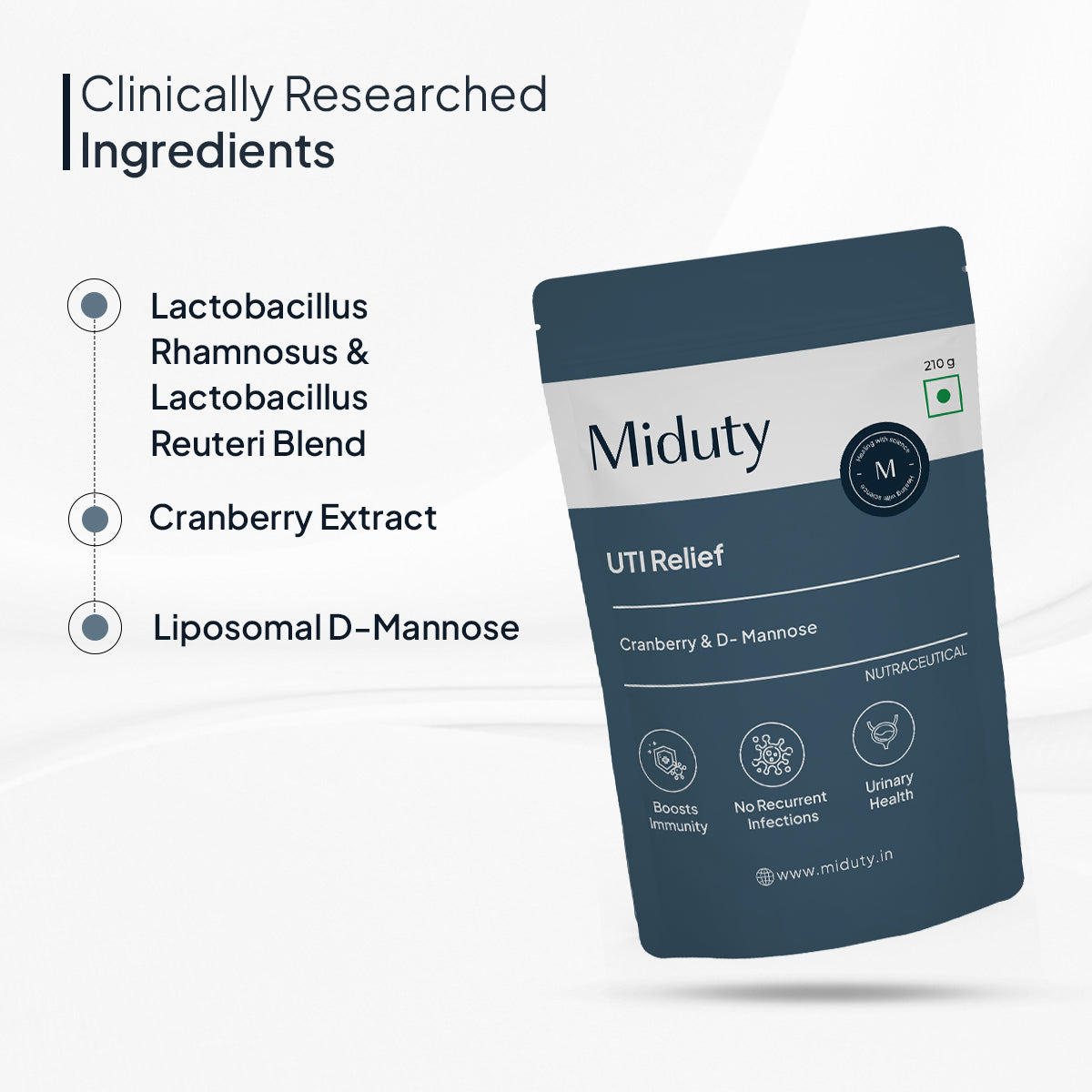 Miduty by Palak Notes UTI Relief with D-Mannose And Cranberry-Vanilla Flavor Palak Notes