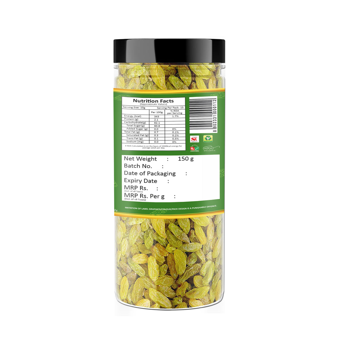 Yum Yum Green Raisins Jar Yum Yum