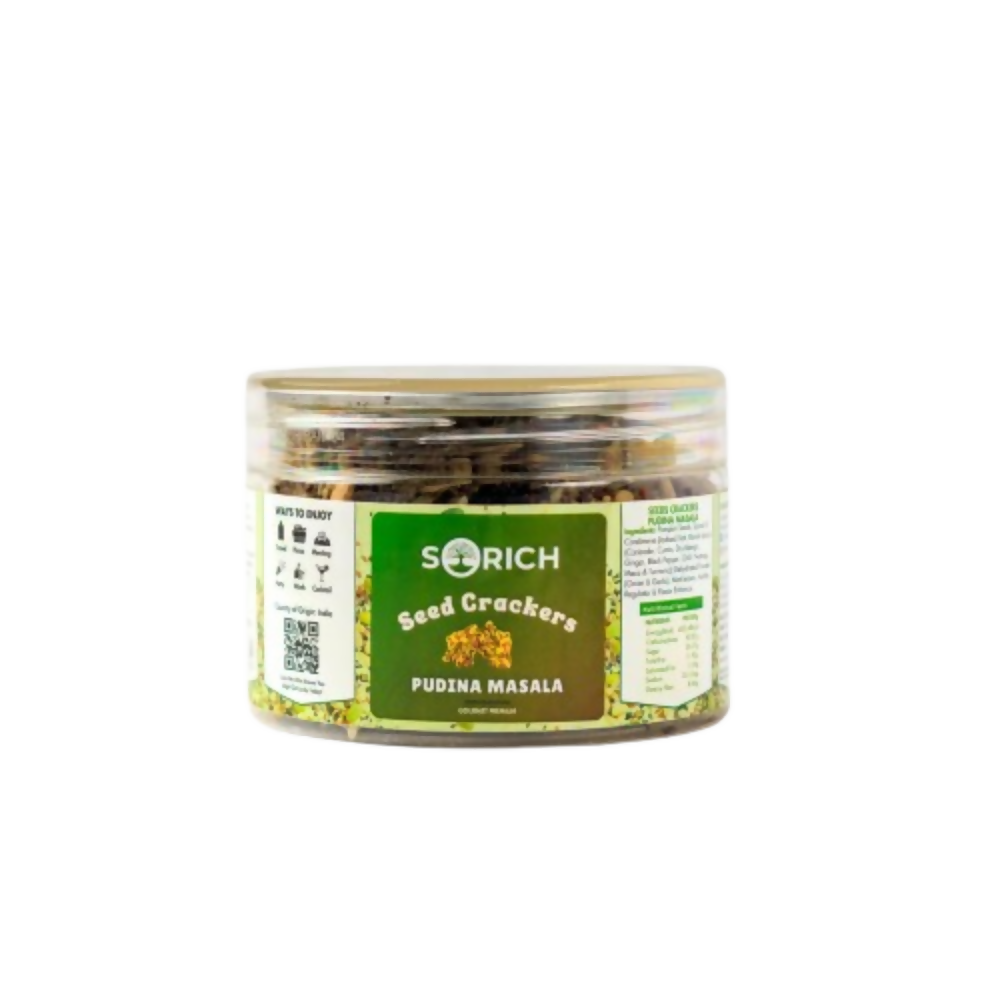 Sorich Organics Pudina Seeds Cracker – Crispy & Healthy Snack with Pudina Masala Twist - Safuron