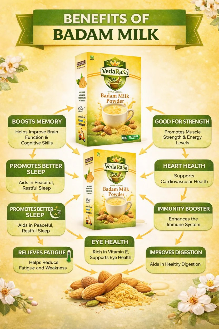 VedaRasa Badam Milk Powder Instant Almond Drink Mix VedaRasa