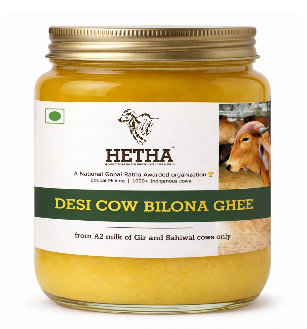 Hetha Desi Cow A2 cultured Bilona Ghee / A2 Ghee | Premium A2 Desi Ghee | Cultured Cow Pure Ghee - Dista