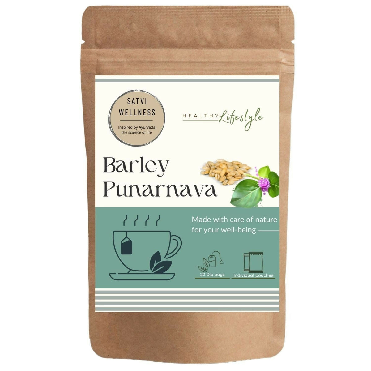 Satvi Wellness Barley Punarnava Tea | Barley Seed With Boerhavia Diffusa Herbal Tea Satvi Wellness