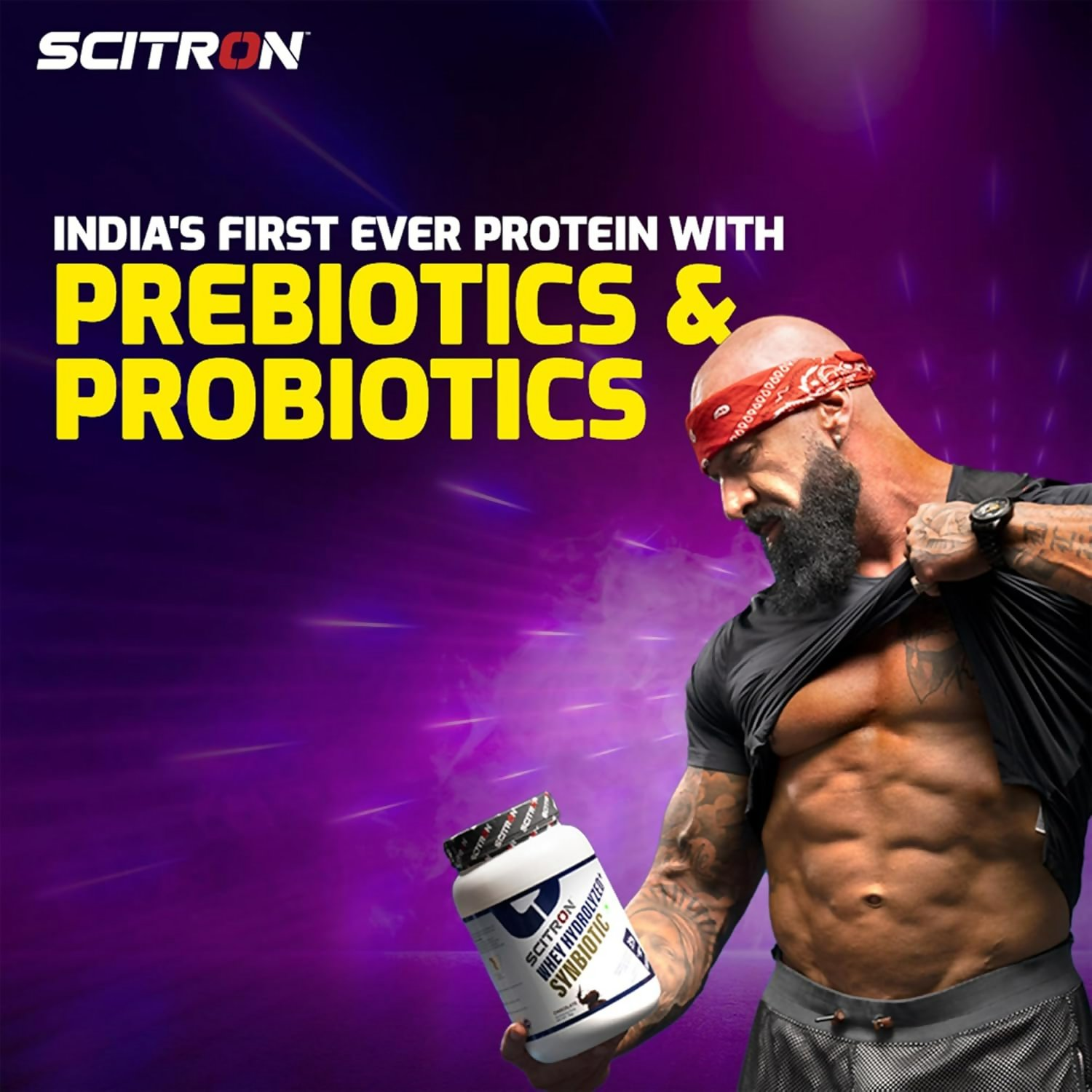 Scitron Whey Hydrolyzed Synbiotic 100% Hydrolyzed Protein Powder Chocolate Flavor Scitron