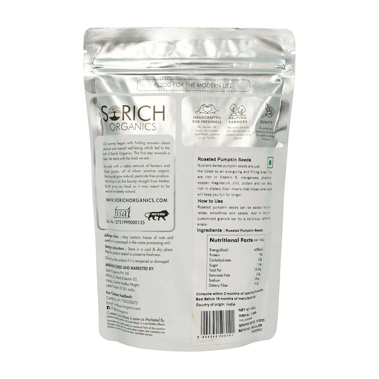 Sorich Organics Roasted Pumpkin Seeds Sorich