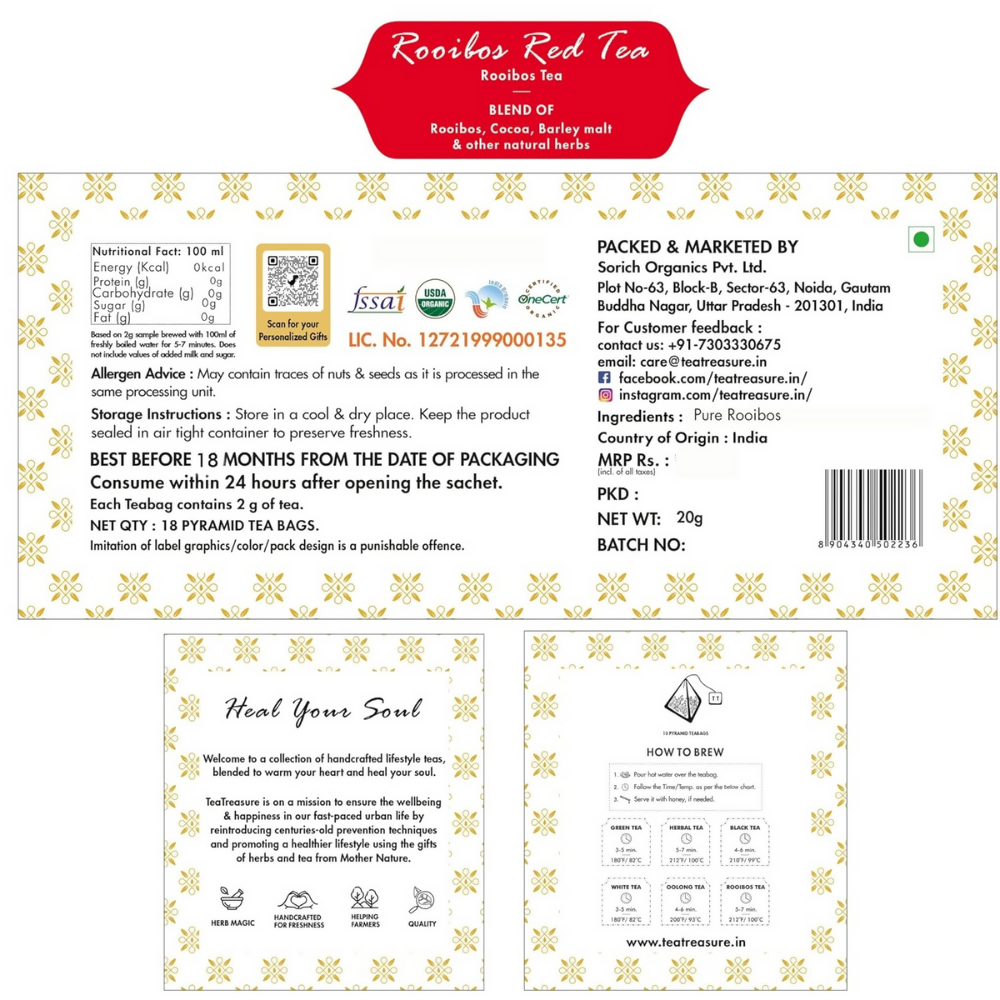 Tea Treasure Pure Rooibos Tea Bags Tea Treasure