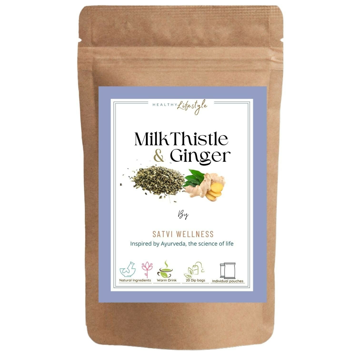 Satvi Wellness Milk Thistle Ginger Tea | Blend of Milk Thistle Ginger Tea Bags | Herbal Tea Satvi Wellness