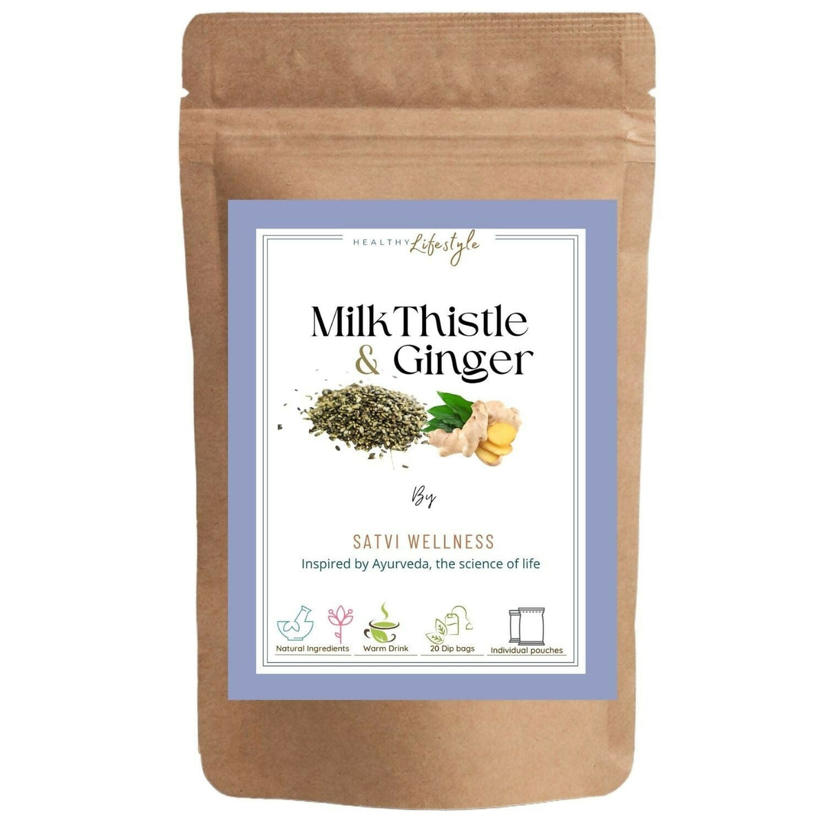 Satvi Wellness Milk Thistle Ginger Tea | Blend of Milk Thistle Ginger Tea Bags | Herbal Tea Satvi Wellness