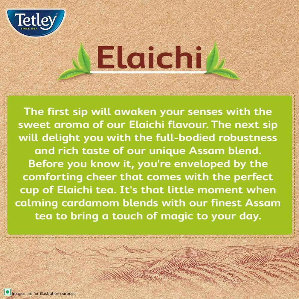 Tetley Elaichi Flavoured Chai - Black Tea, Every Sip Will Awaken Your Senses Tetley