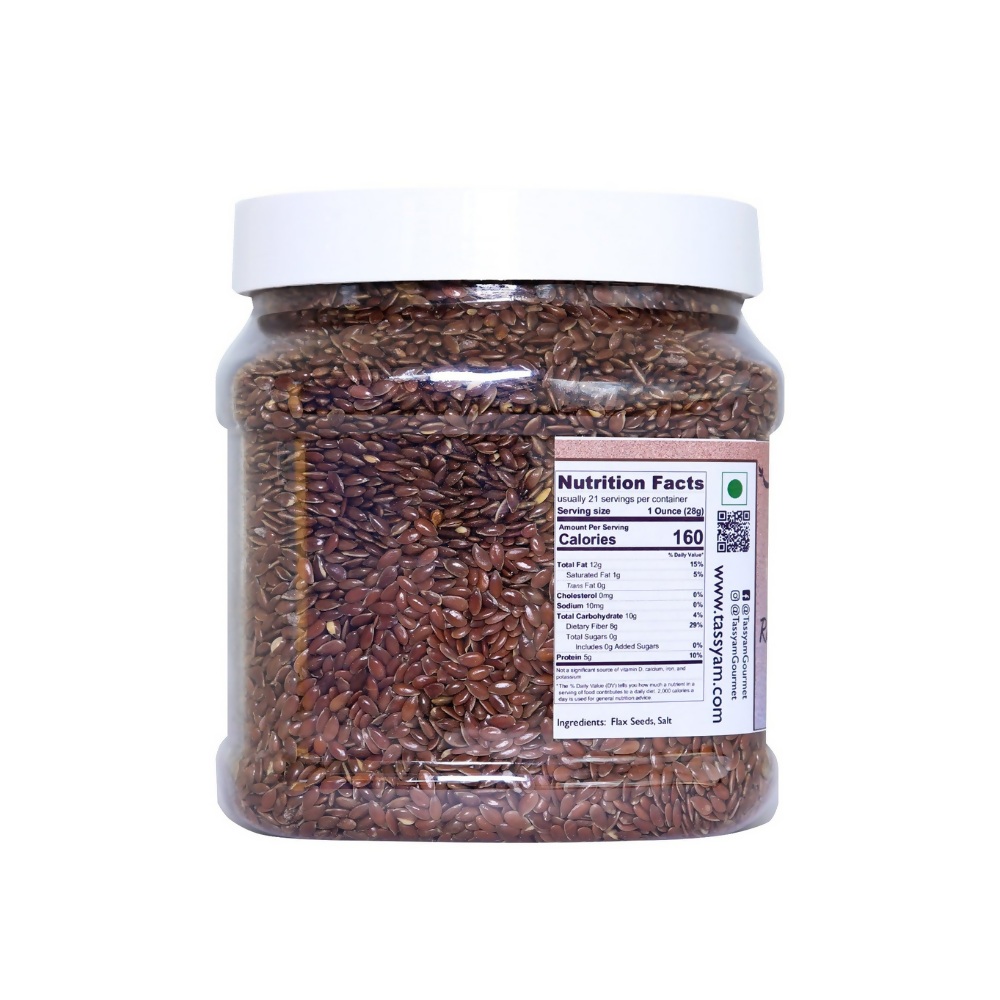 Tassyam Organics Salted Flax Seeds - Jar Tassyam Organics