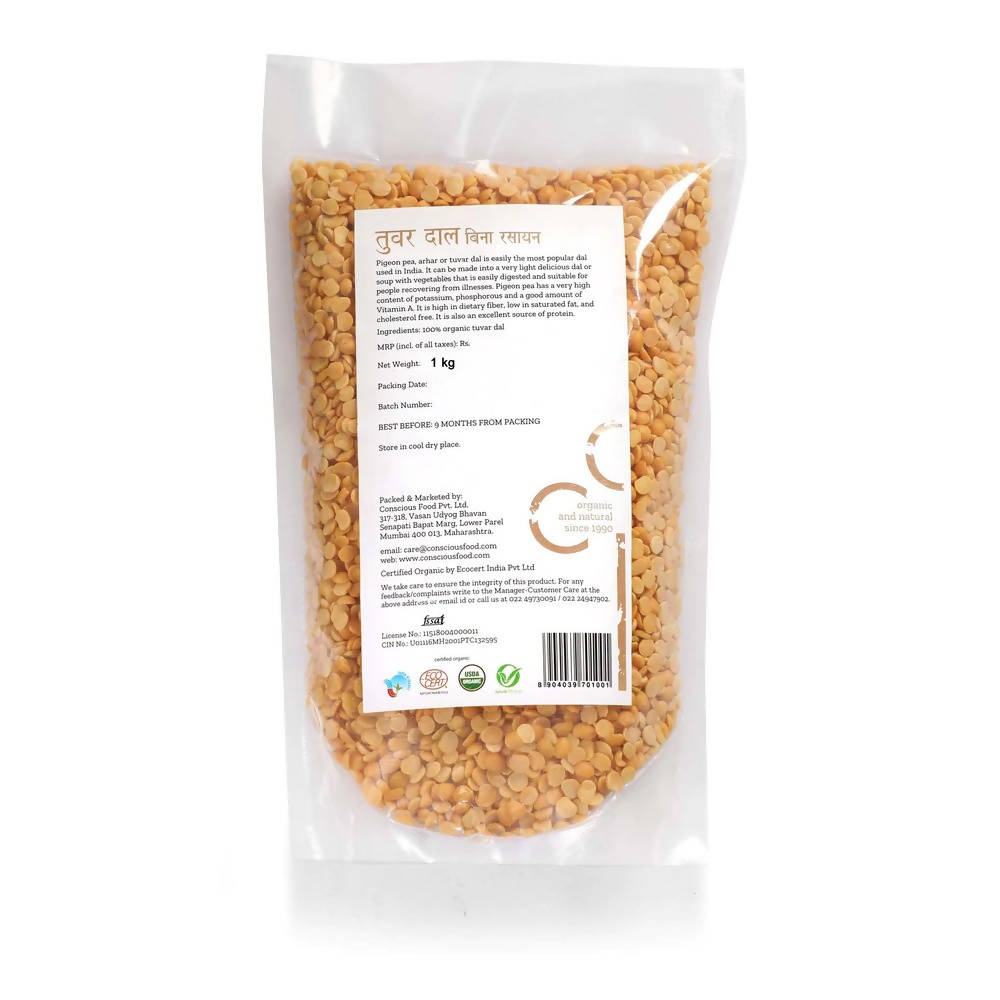 Conscious Food Organic Pigeon Pea (Tuvar Dal) Conscious Food