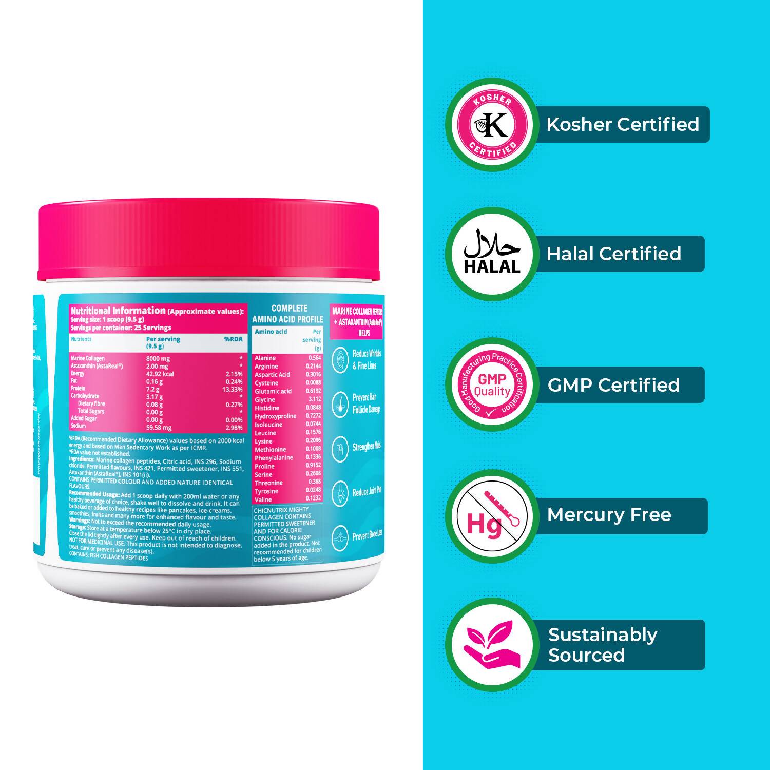 Chicnutrix Mighty Collagen Japanese Collagen Powder For Skin, Hair, Nails & Joints - Lemonade Flavor Chicnutrix