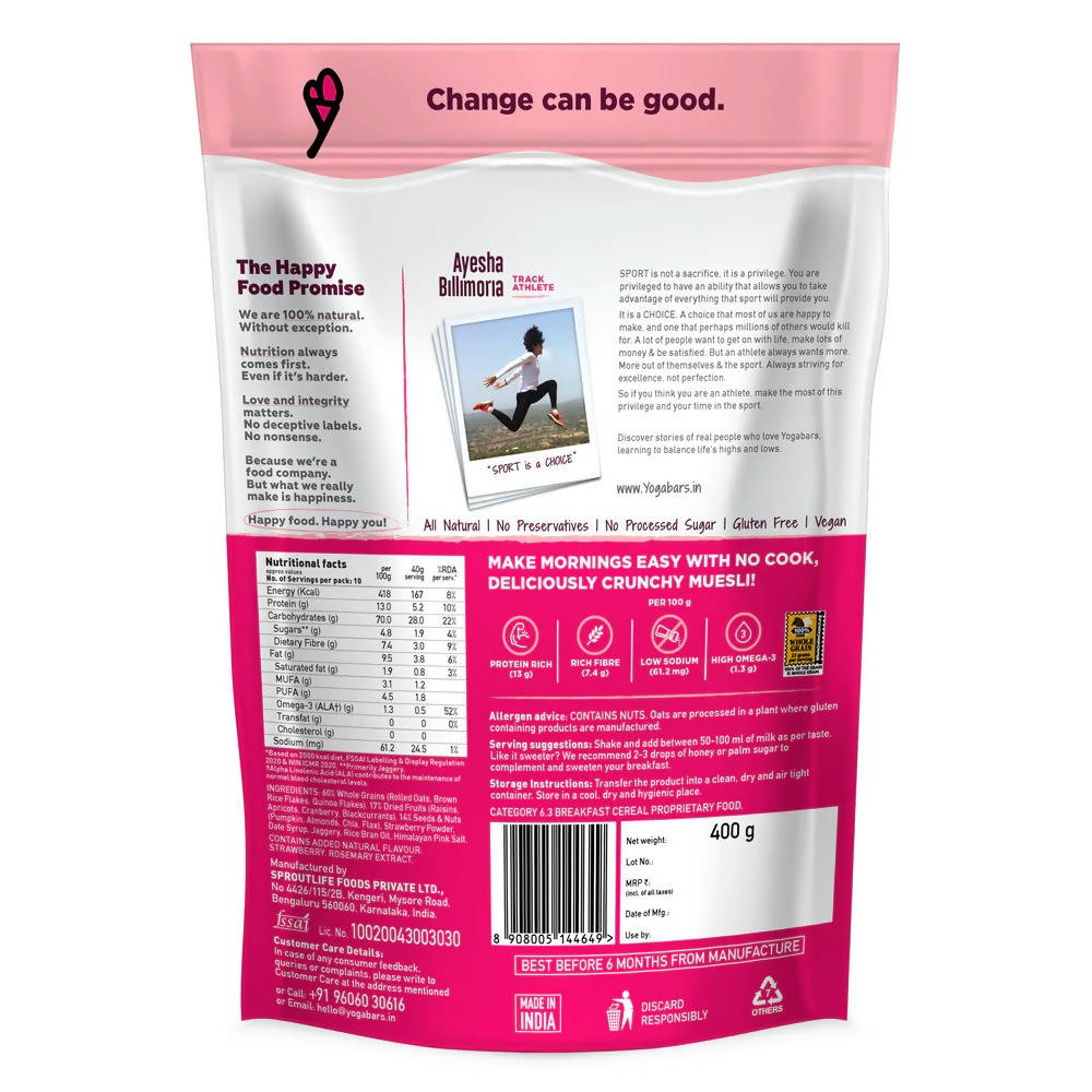 Yoga Bar Fruits, Nuts + Seeds Wholegrain Muesli Yoga Bar
