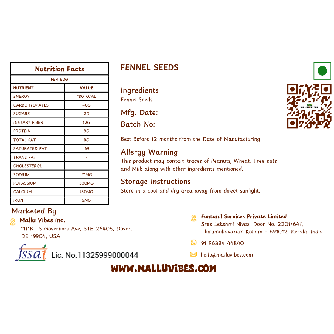 Mallu Vibes Fennel Seeds Mallu Vibes