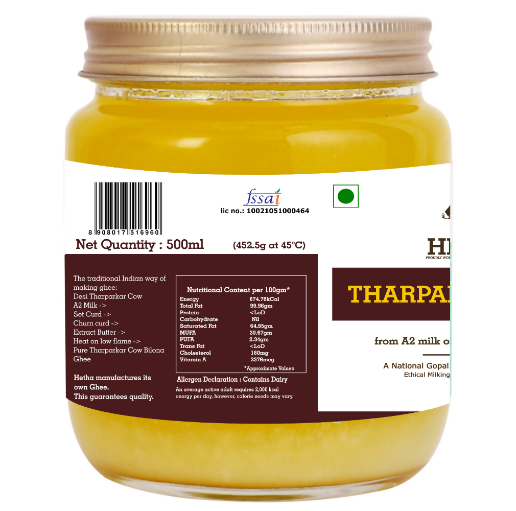 Hetha Tharparkar Cow A2 Cultured Bilona Ghee / A2 Ghee Hetha