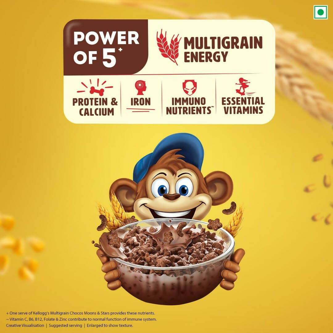 Kellogg's Multigrain Chocos Moons & Stars, High In Calcium & Protein,Essential Vitamins,Iron & Immuno Nutrients Kellogg's