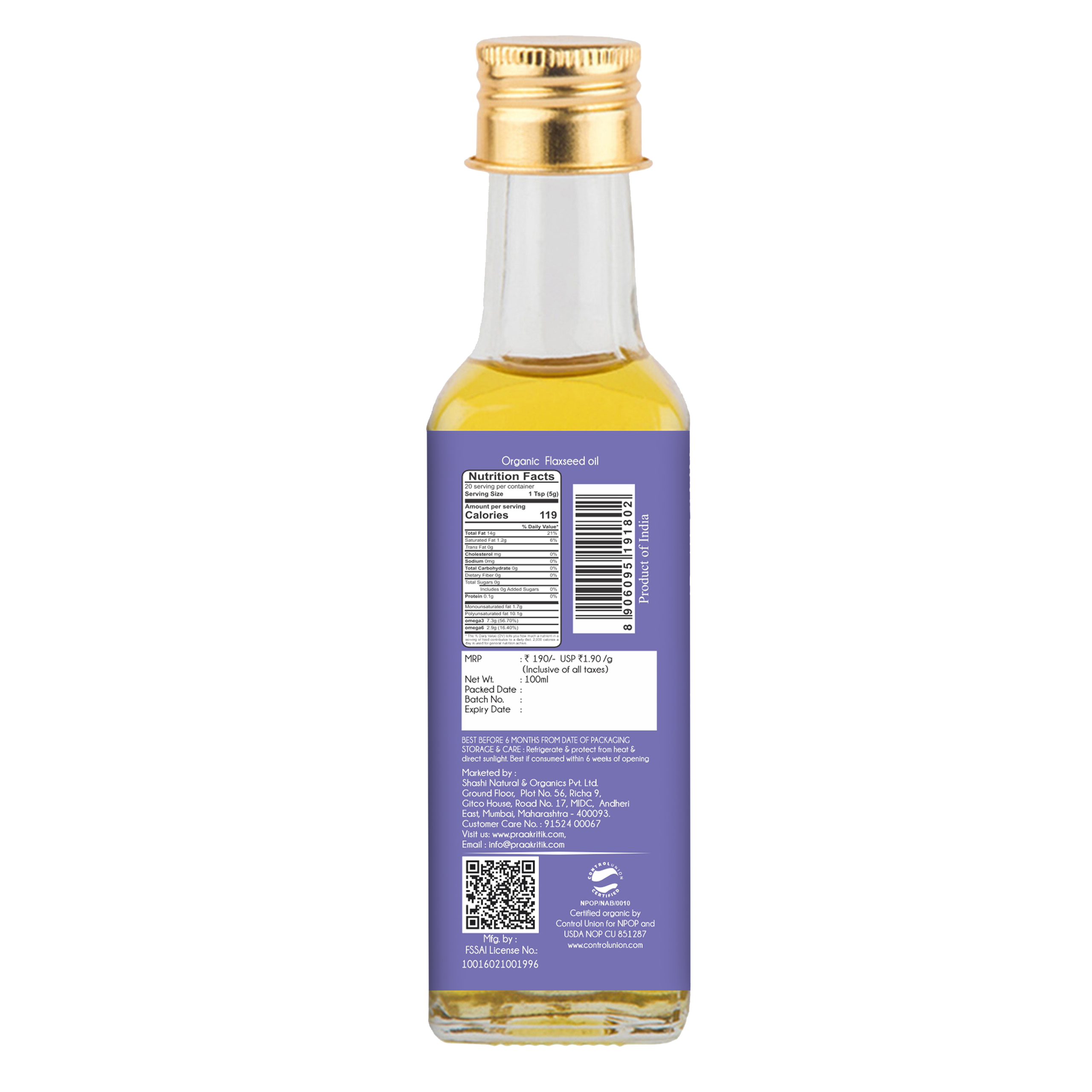 Praakritik Organic Flaxseed Oil Praakritik