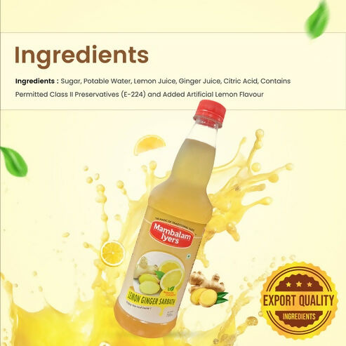 Mambalam Iyers Lemon Ginger Sarbath Mambalam Iyers