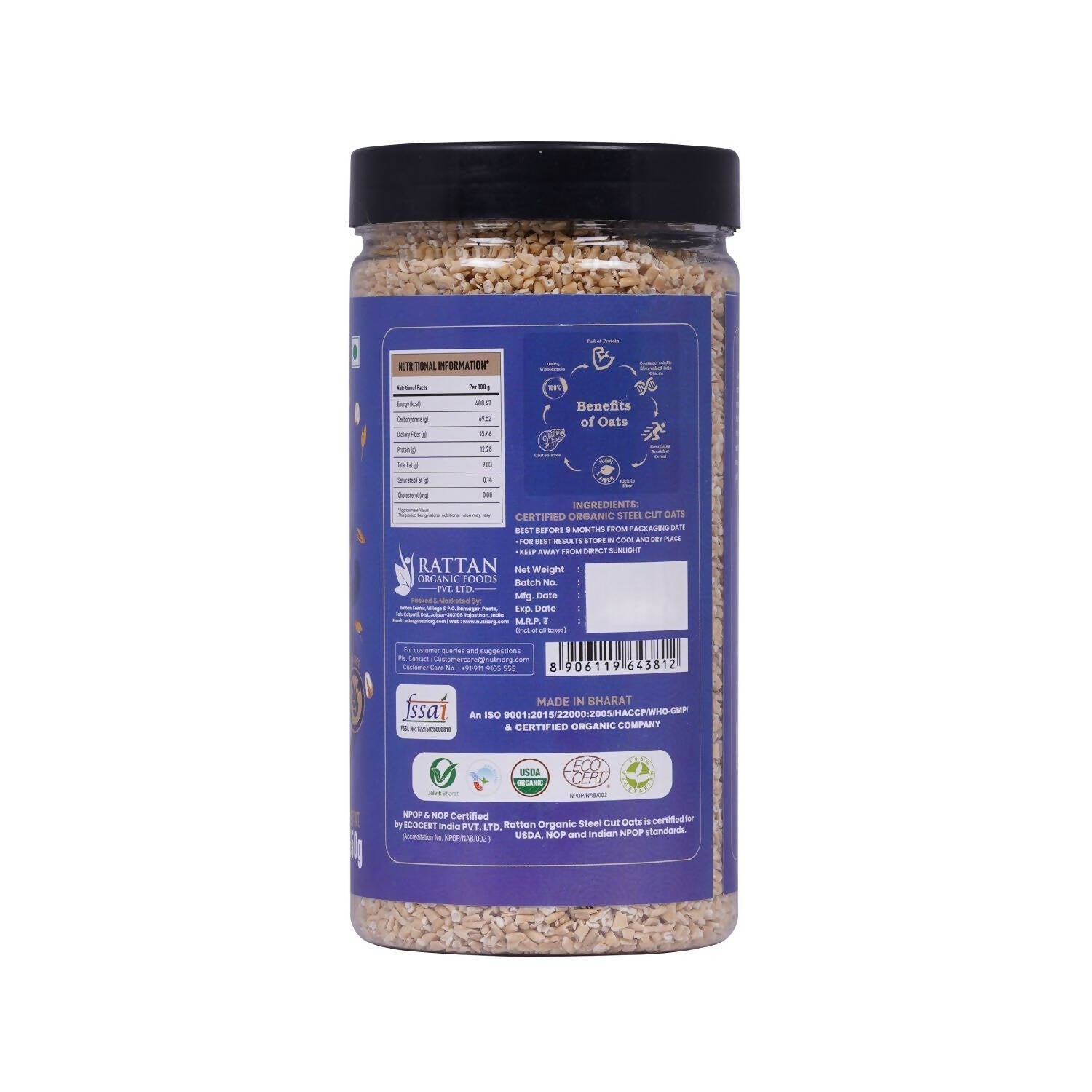 Nutriorg Certified Organic Steelcut Oats Nutriorg