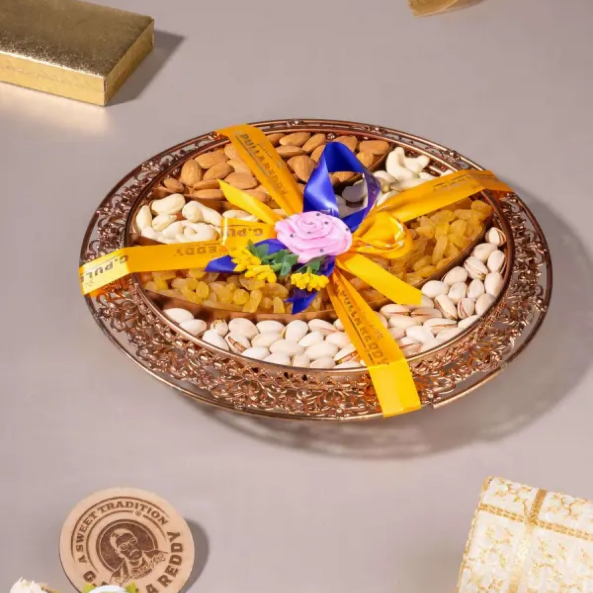 G Pulla Reddy Dry Fruit Copper Tray G Pulla Reddy Sweets