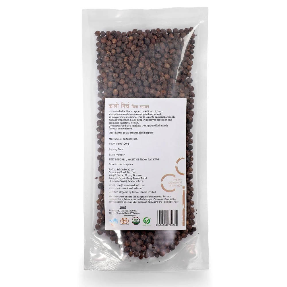 Conscious Food Organic Black Pepper (Kali Mirch) Conscious Food