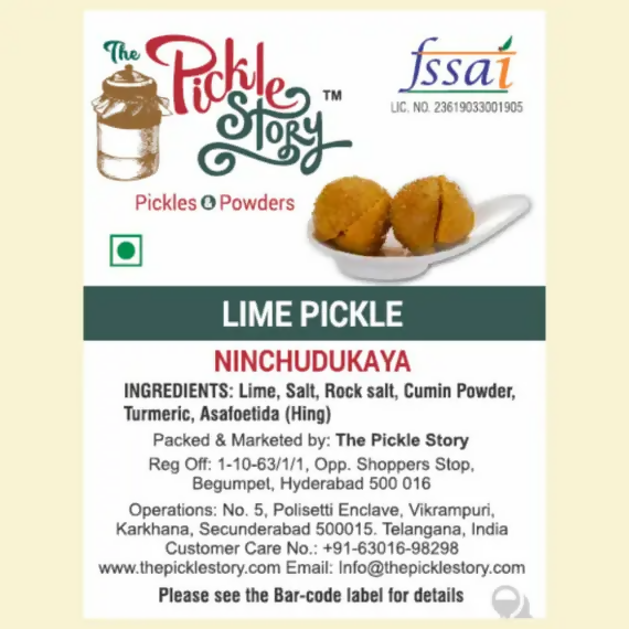 The Pickle Story Ninchudkaya – Stuffed Full Lime Pickle The Pickle Story