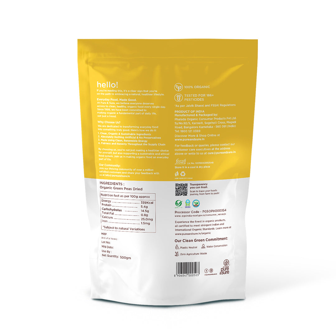 Pure & Sure Organic Green Peas Dried Pure & Sure