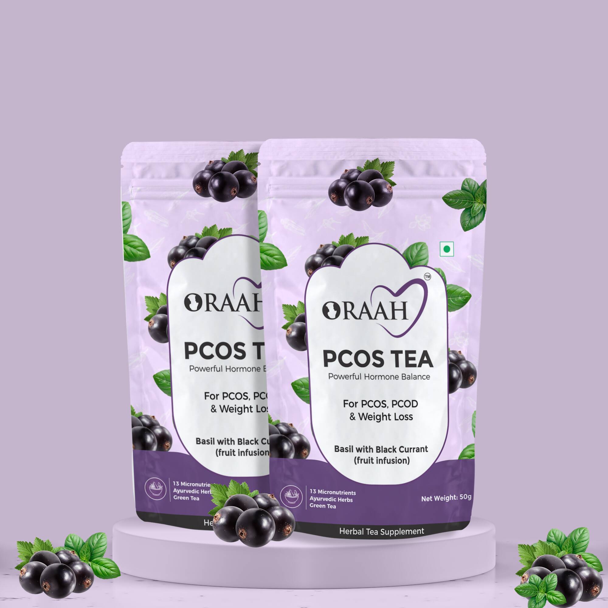 Oraah PCOS PCOD Basil with Black Currant Tea - Safuron