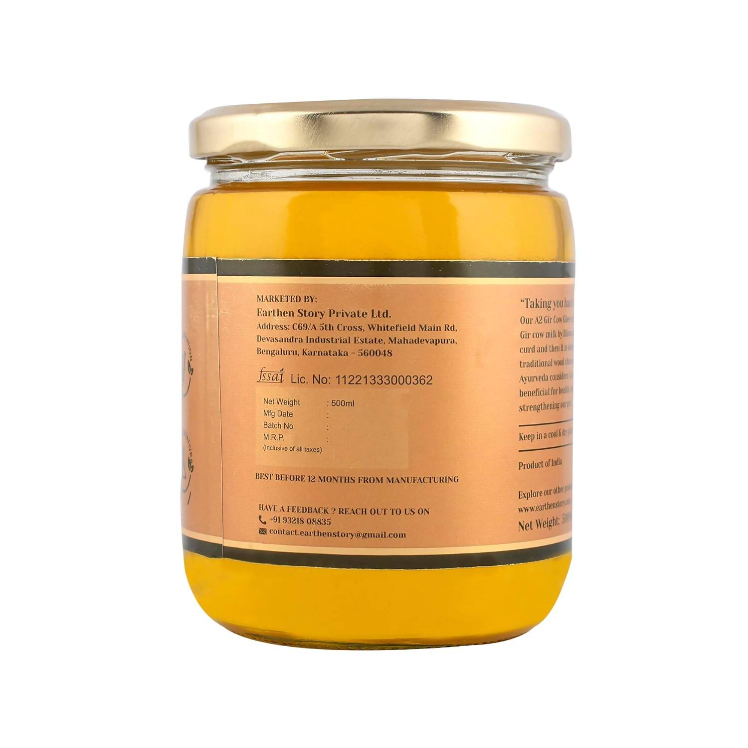 Earthen Story A2 Desi Gir Cow Ghee | Pure A2 Cow Ghee | Natural & Premium Gir Cow Ghee Earthen Story